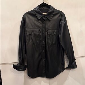 Thread & Supply Black Faux Leather Shirt